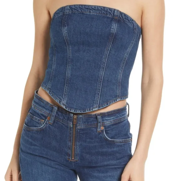 Macy strapless denim bustier top - Picture 1 of 5